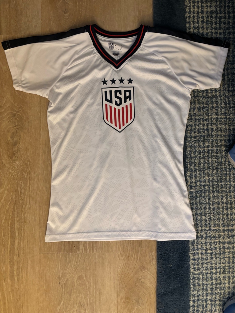 USA Athletic White Performance Jersey with Red & Navy Logo